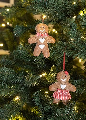 Gingerbread Man and Woman Ornaments Set of 2