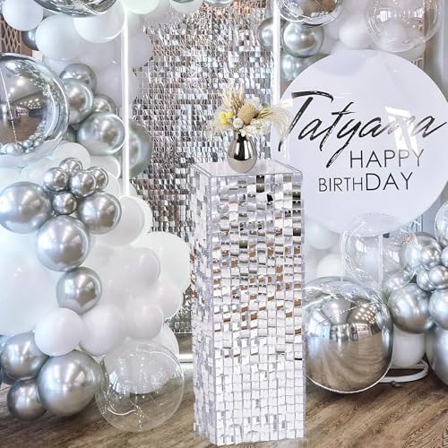 Silver Shimmer Pedestal Stand for Party Decor