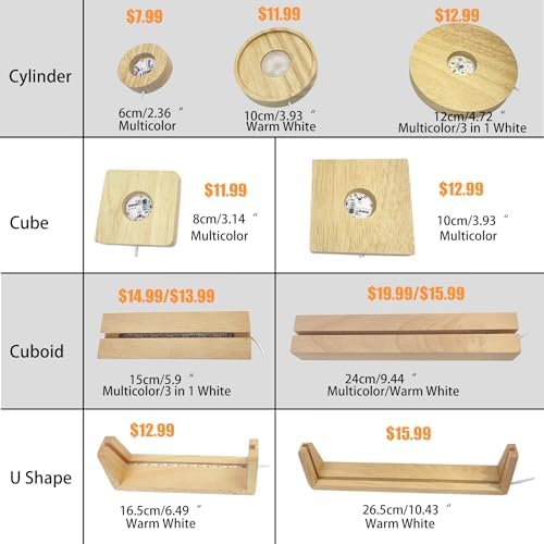 LED Light Display Pedestal with Beech Wood Base