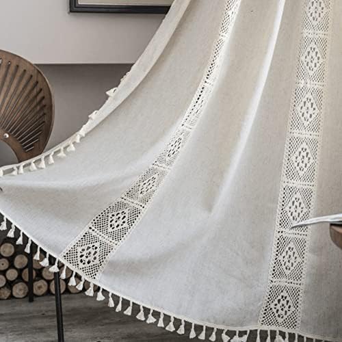 AMZALI Boho Curtains with Tassel 59 x 63 Beige Panel