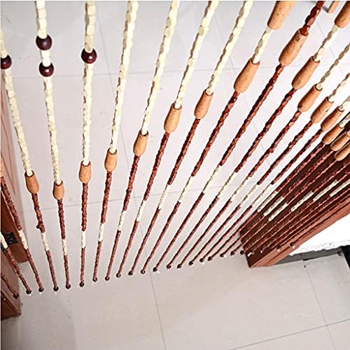 Natural Beaded Curtains for Doorways 27 Strands Wooden Room Dividers