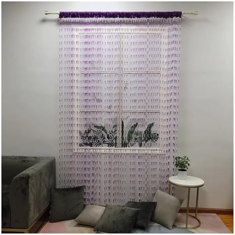 Bright Button Beaded Fringe Door Curtain Panel