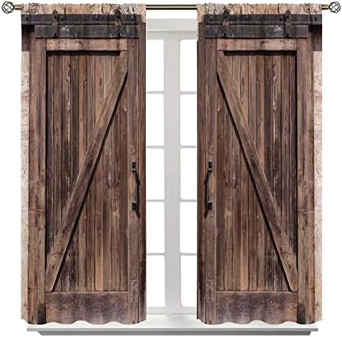 Rustic Barn Door Curtains 2 Panel Set 55x63in
