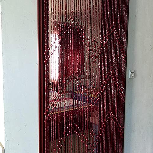 52 String Natural Wood and Bamboo Beaded Curtain Door Divider