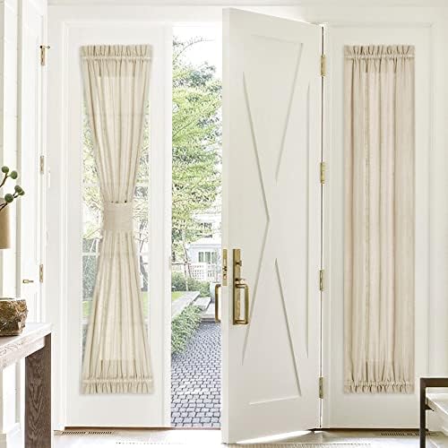 Pony Dance Front Door Curtain - 30x72 Soft Beige Faux Linen Panel