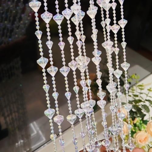 Shiny Transparent Beaded Curtain for Doorway and Room Divider