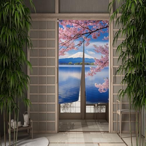 Japanese Mount Fuji Noren Door Curtain for Home and Kitchen
