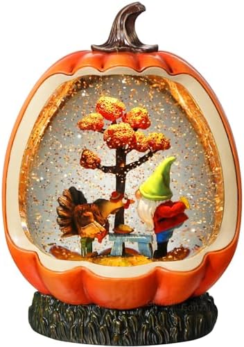 Gorrzai Fall Snow Globe with Pumpkin and Gnome