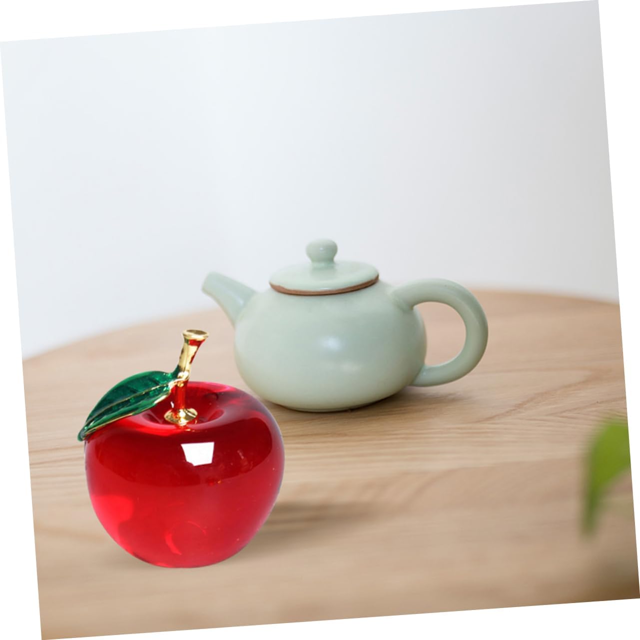 2pcs Crystal Faux Apple Decor for Home Office