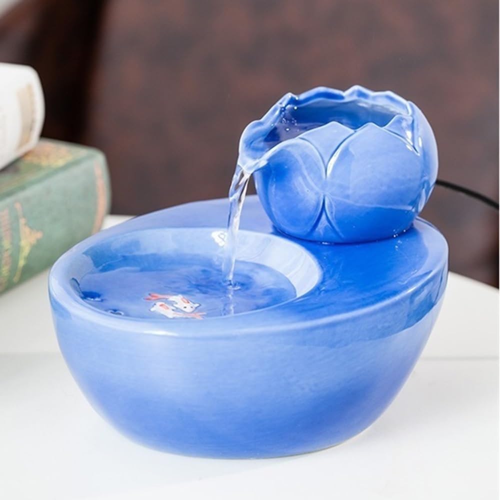 YUHUAWF Pink Tabletop Ceramic Fountain Humidifier Water Feature Ornament