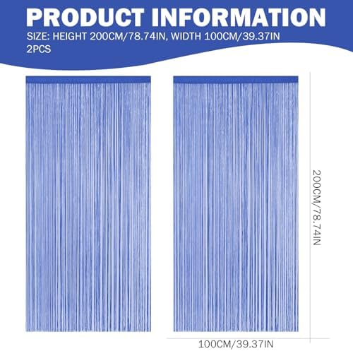 2Pcs String Curtains 39x79 Dark Blue Doorway Curtain