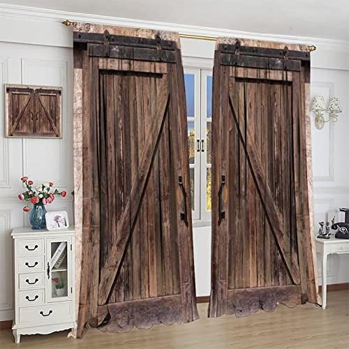 Rustic Barn Door Curtains 2 Panel Set 55x63in
