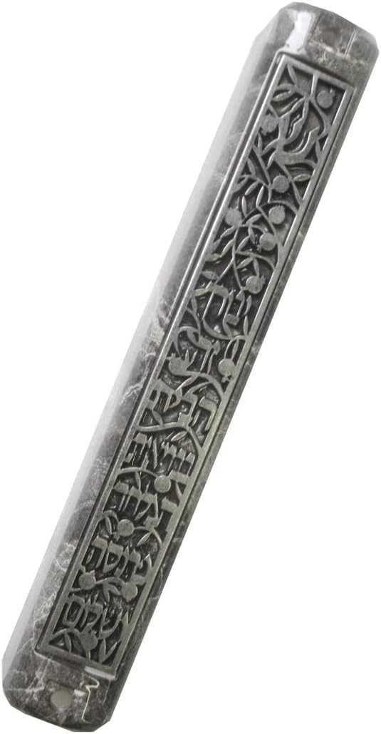 GIFTS PLAZA Judaica Marble Mezuzah Case with Silver Text