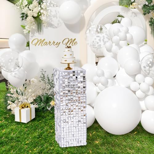Silver Shimmer Pedestal Stand for Party Decor
