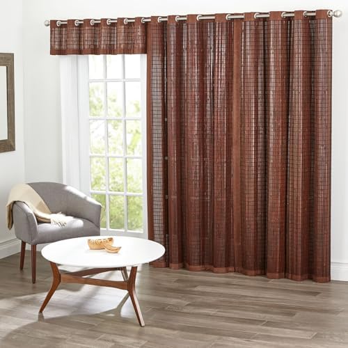 BrylaneHome Tab-Top Panel Curtain Honey Oak Brown 42x63