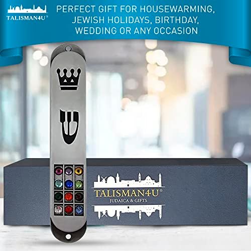 TALISMAN4U Pewter Mezuzah with Scroll 35 Inch Judaica Door Cover