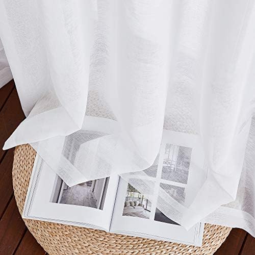 NICETOWN Sheer Curtains for Living Room - Grommet Top Faux Linen 84 Inches
