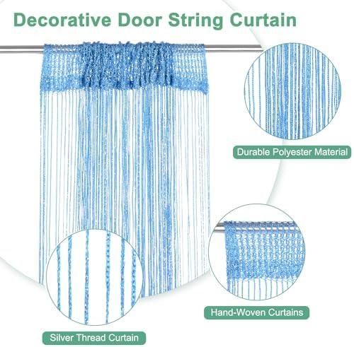 Lake Blue Decorative Door String Curtain 39x79 Inch Panel
