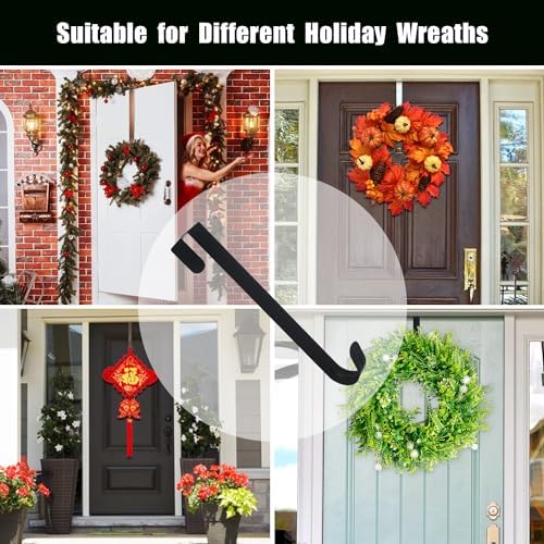 GameXcel 15 Inch Black Wreath Hanger for Front Door