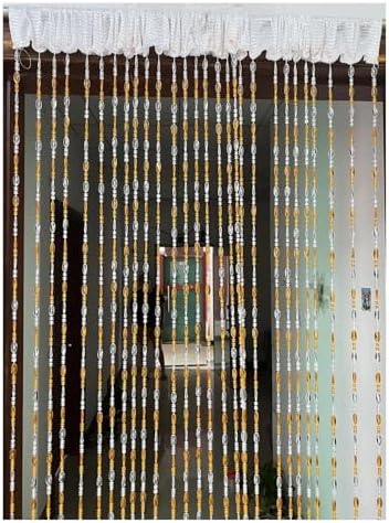 Bright Button Beaded Fringe Door Curtain Panel