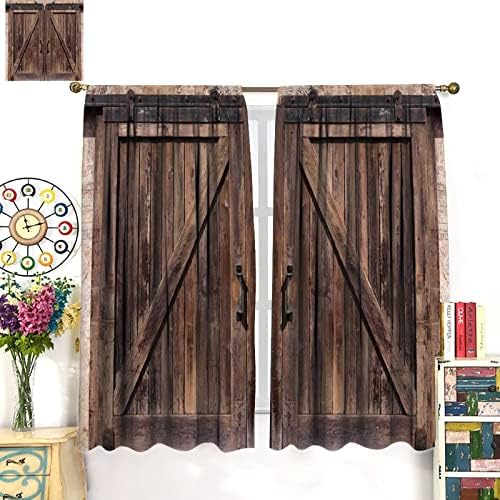 Rustic Barn Door Curtains 2 Panel Set 55x63in