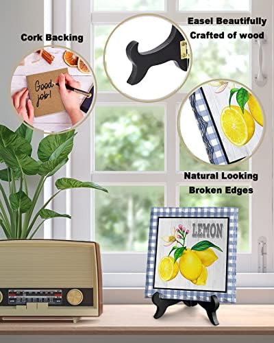 ZOE GARDEN Farm Summer Yellow Lemon Buffalo Wood Grain Desk Ceramic Ornament 63x63