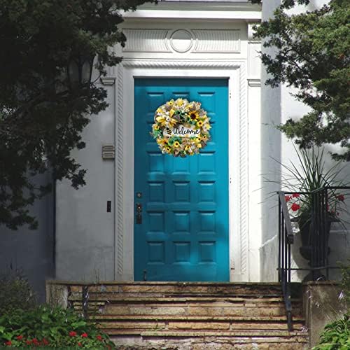 Summer Wreath with Sunflowers and Bees