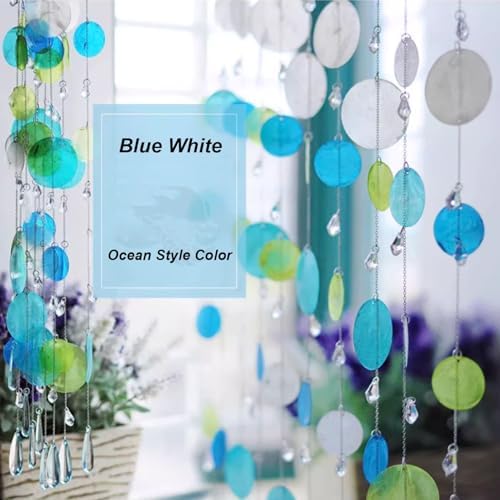 Blue Beaded Curtain for Doorway Privacy Partition