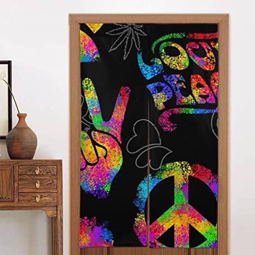 Jumusi Entrance Door Curtain 34x56 Rainbow Peace Love Sign