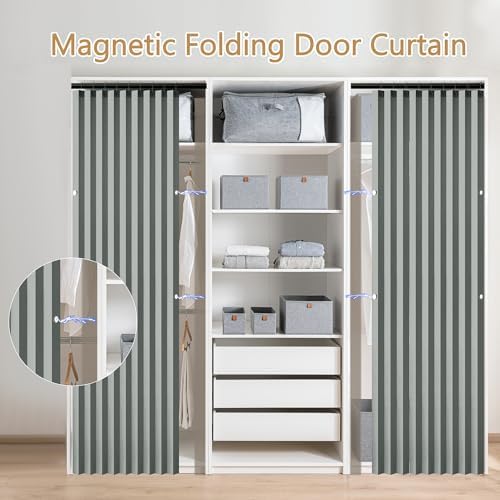HOMBYS Magnetic Door Curtain 2 Panel Grey 40x78 Inches