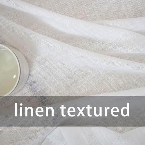 White Sheer Curtains 80 Inch Farmhouse Style 2 Panels Grommet Top