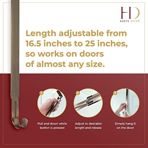 Haute Decor Adjustable Wreath Hanger 2 Pack Antique Brass