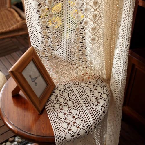 Yunsurey Rustic Crochet Curtain Panel 1 Piece 59x78 Inch
