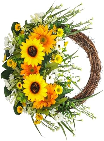 Wenmaqin Sunflower Wreath Front Door Decor