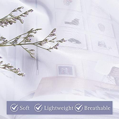 NICETOWN Sheer Curtain for Sliding Glass Door - White 100x96 Inches