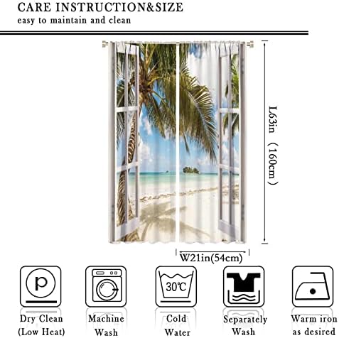 Kazynee Summer Ocean Curtains for Bedroom 2 Panels