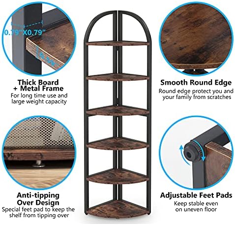 Tribesigns 6 Tier Corner Shelf 71 Inch Tall