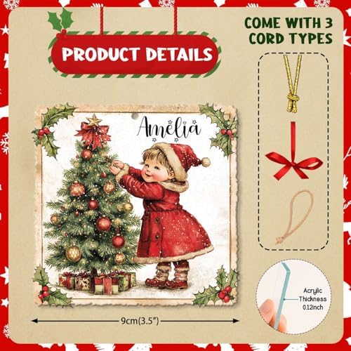 Personalized Name Christmas Tree Hanging Ornament for Girls