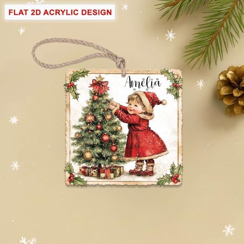 Personalized Name Christmas Tree Hanging Ornament for Girls
