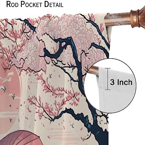 Yoakiet Decorative Blackout Curtains Kimono Woman with Cat 42x63in