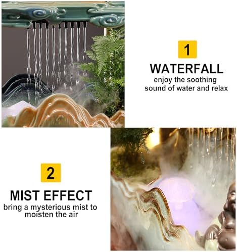 Peacock Tabletop Waterfall Fountain with LED Light