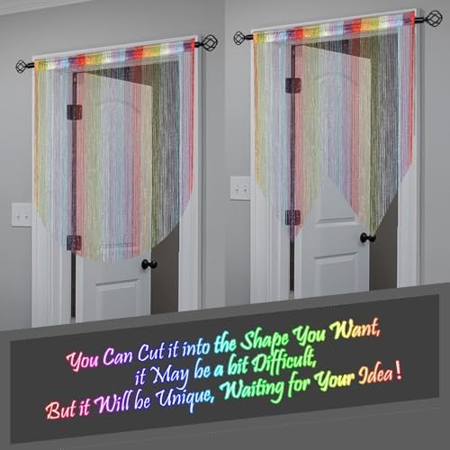 Rainbow Beaded Curtain with Tassels for Doorway Decor