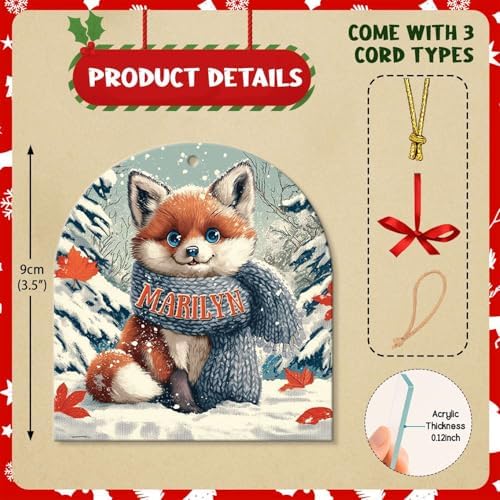 Personalized Name Animal Hanging Keepsake Custom Arch Acrylic Ornament for Christmas Tree