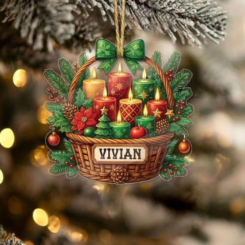 Custom Name Candle Hanging Decoration for Christmas