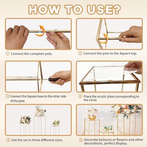 Kapaga 3pcs Gold Metal Plant Stand Display