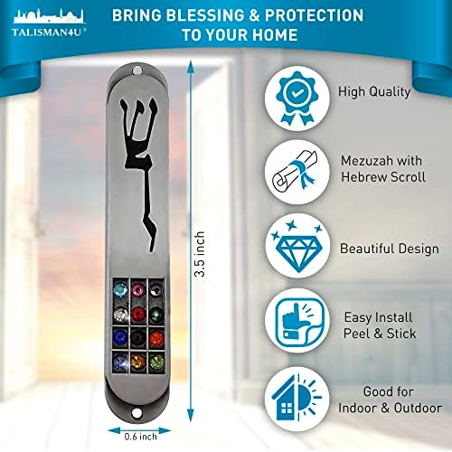 TALISMAN4U Pewter Mezuzah Case with Scroll 35 Inch