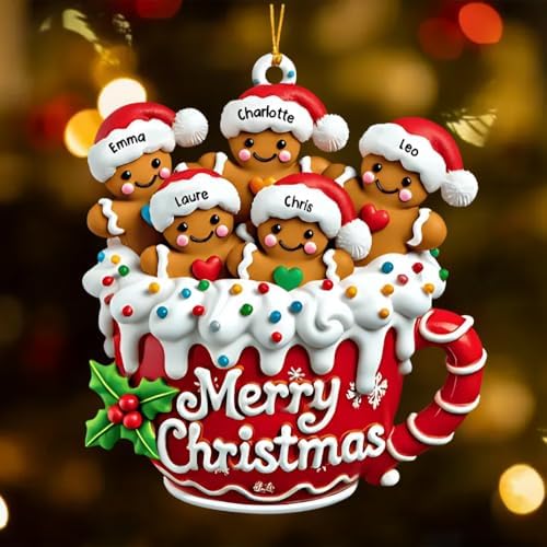 LASFOUR Personalized Gingerbread Family Ornament