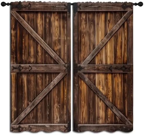 Rustic Barn Door Blackout Curtains 63x63 inch