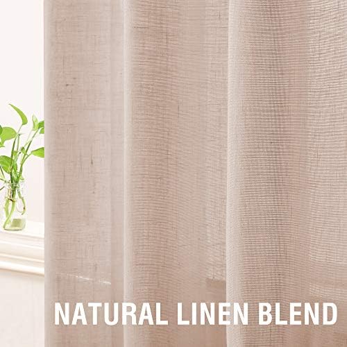 HVERSAILTEX Linen Semi Sheer Curtains 72 Inches 2 Panels Natural