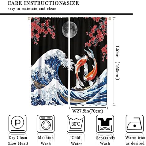 Fantasy Yin Yang Koi Fish Window Curtains 55x63in Blackout